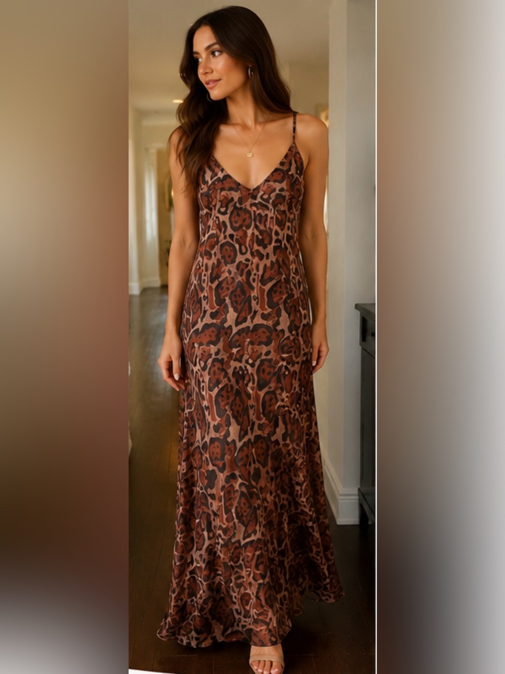NWT CBR Animal Print Cotton Blend Maxi Slip Dress Size XL